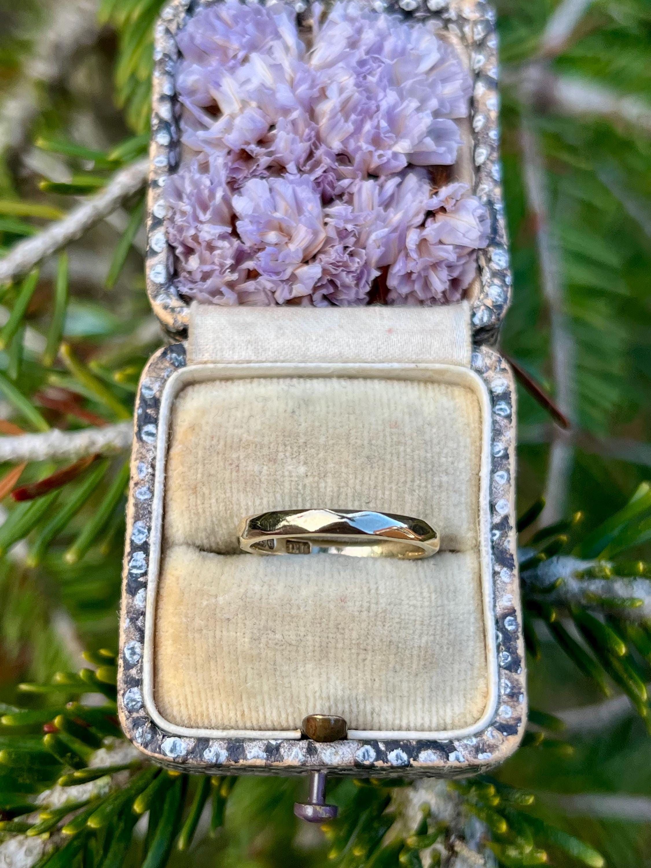 ヴィンテージ ハーレクインデザイン 9カラットゴールド結婚指輪、1946 