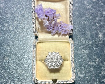 Vintage 9ct Yellow Gold Cubic Zirconia Cocktail Ring, UK N / US 6 3/4