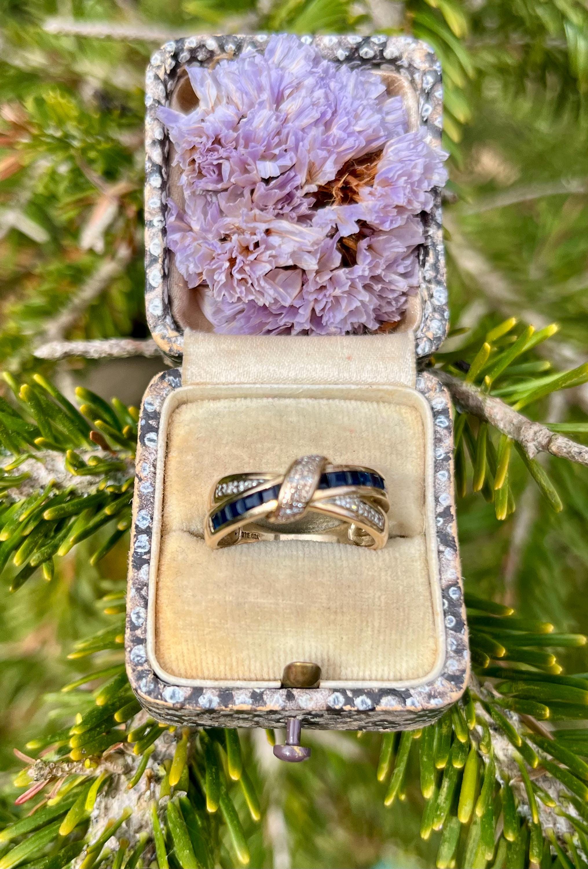 9k Gelbgold Natürlicher Saphir Damen Bandring - Anpassbare Platin, 9 K, 10 K, 14 K, 18 K Gelb, Rose Oder Weißgold - Österreich