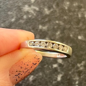 Vintage 9 Karat Weißgold Diamant Halb Eternity Ring, UK Größe Q