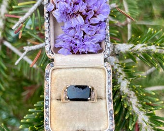 Vintage onyx zegelring: 9 kt goud, Engelse keurmerken, Birmingham 1970