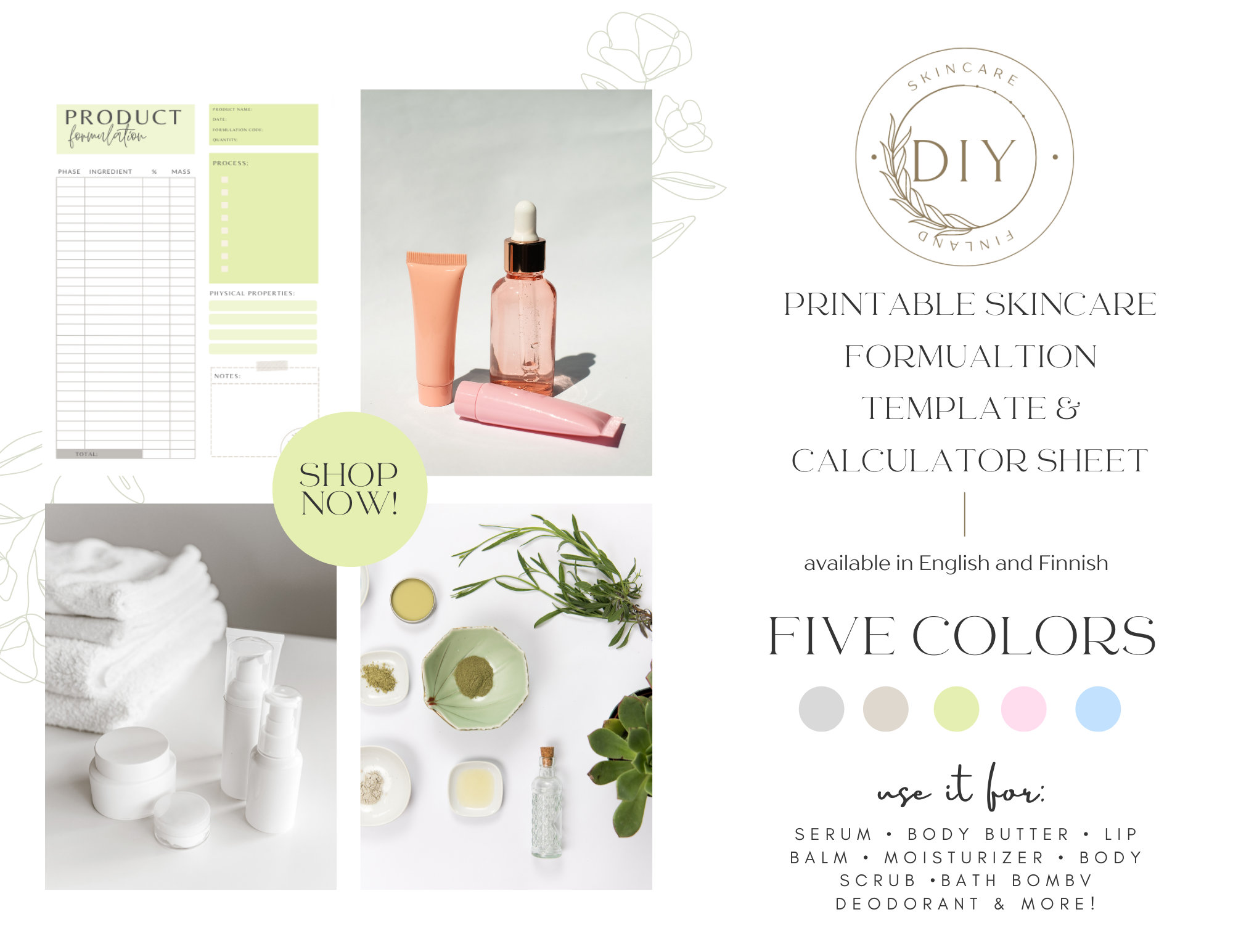 DIY Skincare Formulation Calculator Printable Skincare Etsy