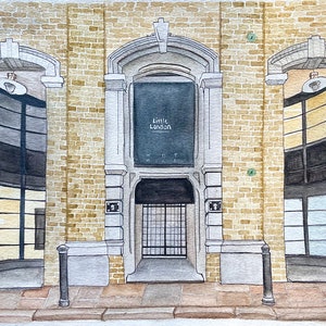 Custom ink and watercolour building illustration .