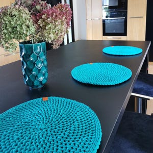 Set de table rond rustique en coton – Set de table fait main pour cuisine de ferme ou décoration de garden-party en plein air, Set de table pour table de salle à manger