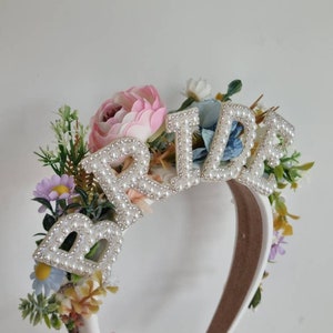 Bride crown, hen party crown, bride to be crown, bride gift, hen party gift, bride headband,  hen party headband, bachelorette crown,floral