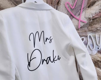 Bride blazer,bride jacket,  wife blazer, wedding denim jacket , wedding jacket , Hen party jacket, graffiti blazer,30th birthday gift