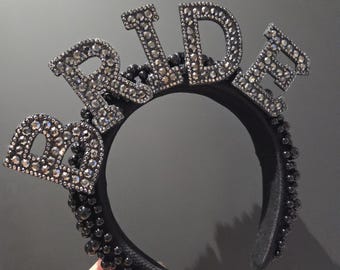 Bride crown,gothic bride headband,black bride crown, bride to be crown, bride gift, bride headband, bride to be crown,bachelorette crown