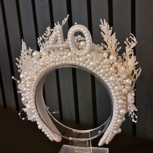 30th 40th 50th 60th crown, birthday crown, 21st headband, 18th gift, 30th gift, 40 crown, birthday headbandfestival headband,pearl headband
