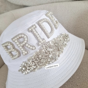 bride bucket hat,hen party hat,bride to be hat,batchelorette hat, rhinestone bride hat,honeymoon hat,bride gift,wifey gift,bride to be gift