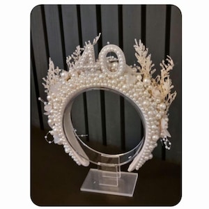 30th 40th 50th 60th crown, birthday crown, 21st headband, 18th gift, 30th gift, 40 crown, birthday headbandfestival headband,pearl headband