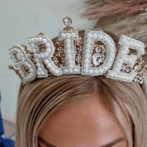 NEW Custom made Bride headband Crow, Bride crown rhinestone & pearl band.NEW il_1080xN.5731153166_numv.jpg main image 3