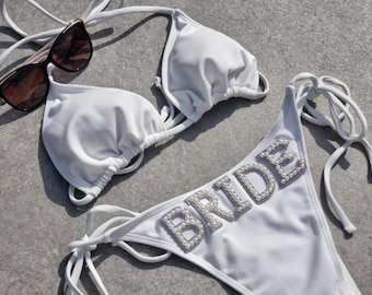 Personalized Bride Bikini, Honeymoon Swimwear, Hen Party Costume