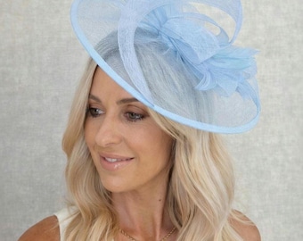 Blue kentucky Derby Hat,Ascot wedding Fascinator,white Black Blush Wedding Fascinator,Statement Hat,mother of the bride hat blue fascinator