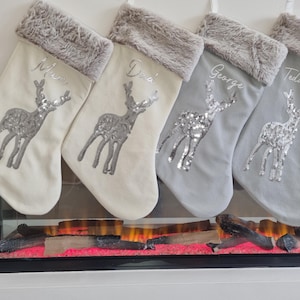 Personalised christmas stocking christmas stocking luxury christmas stocking family matching jute christmas stocking beige christmas stockin image 2