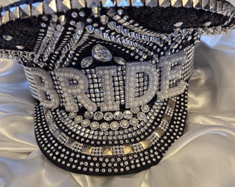 Embellished Black Velvet Captains Hat, Love Market Black Purple Signature 2.0 Captain Hat – Jukebox Fashion main image 4
