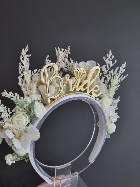 Bride crown, hen party crown, bride to be crown,bride pampas headband,pampas headband, bride headband,hen party headband, bachelorette crown