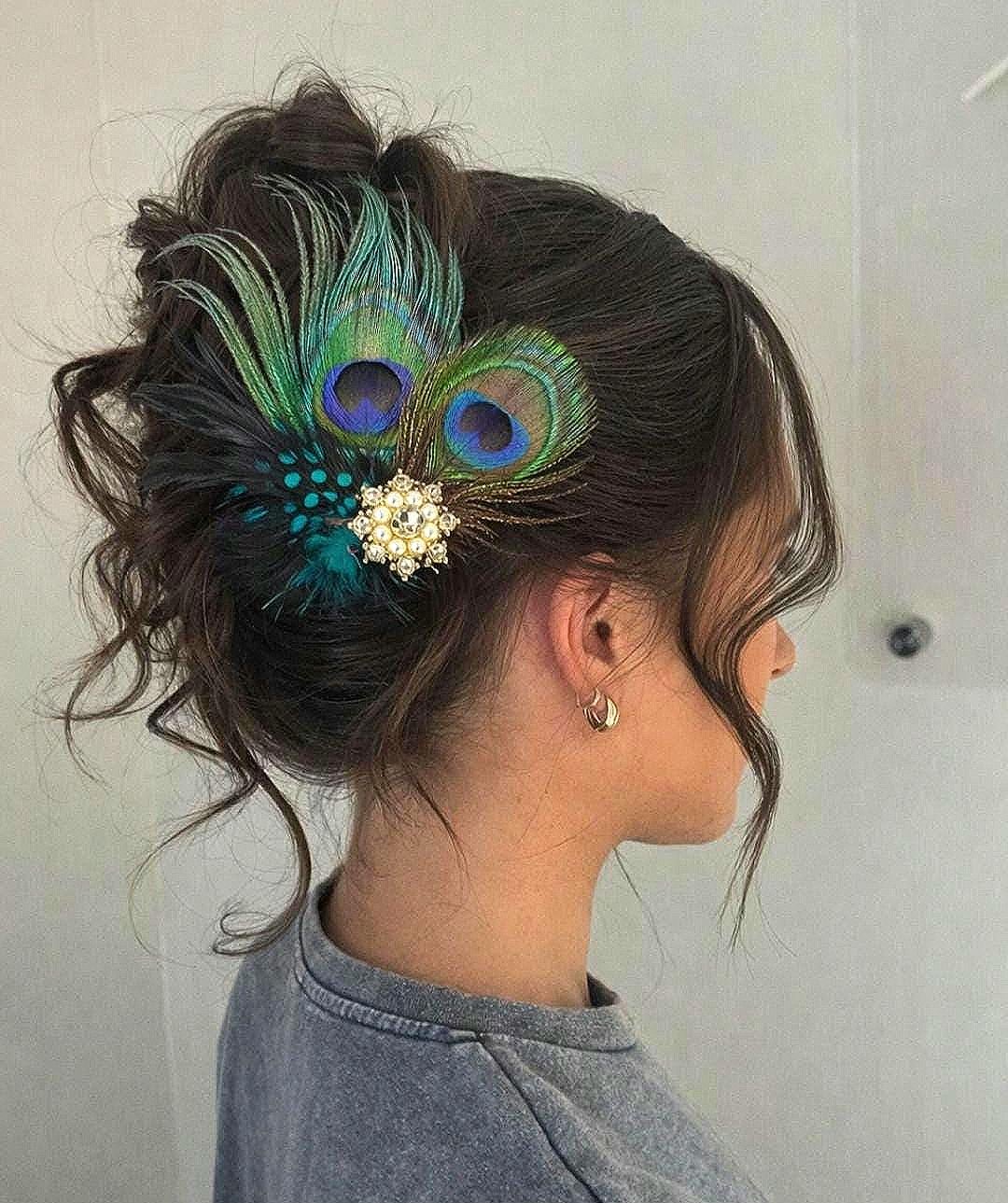 Peacock Feather Hair Clip Fascinator Hat 1920s Headpiece for Derby Wedding Amazon.com: Yokawe Peacock Feather Hair Clip 1920s  main image 4