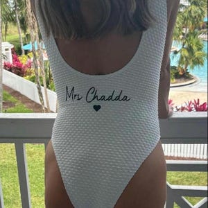 Bride bikini,personalised hen party bikini,  honeymoon swimwear, honeymoon bikini, white bride costume,  bride swimwear