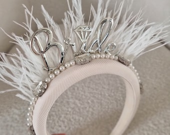 Bride crown,hen party crown,feather bride to be crown, bride gift, hen party gift, bride headband,hen party headband, bachelorette crown