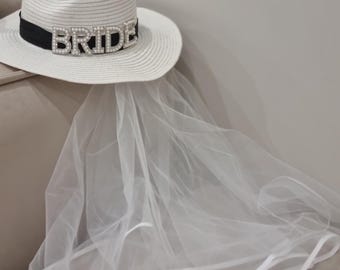 Personalised beach hat, fedora hat,personalised straw hat, hen party hat, honeymoon hat, beach hat, monogram hat, bride hat,pearl hat