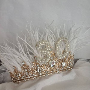 30th headband, feather birthday crown, 21st headband, 18th crown, 30th headband,40th crown,birthday headband,50th crown,festival headband,