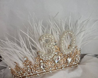 30th headband, feather birthday crown, 21st headband, 18th crown, 30th headband,40th crown,birthday headband,50th crown,festival headband,