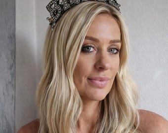 Bride crown,gothic bride headband,black bride crown, bride to be crown, bride gift, bride headband, bride to be crown,bachelorette crown