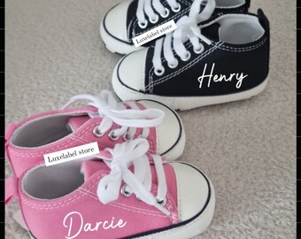 Personalised Toddler shoes - baby shoes - new baby gift - Pre Walker shoes- Baby Gift - Birthday - Newborn - baby shower-baby high tops