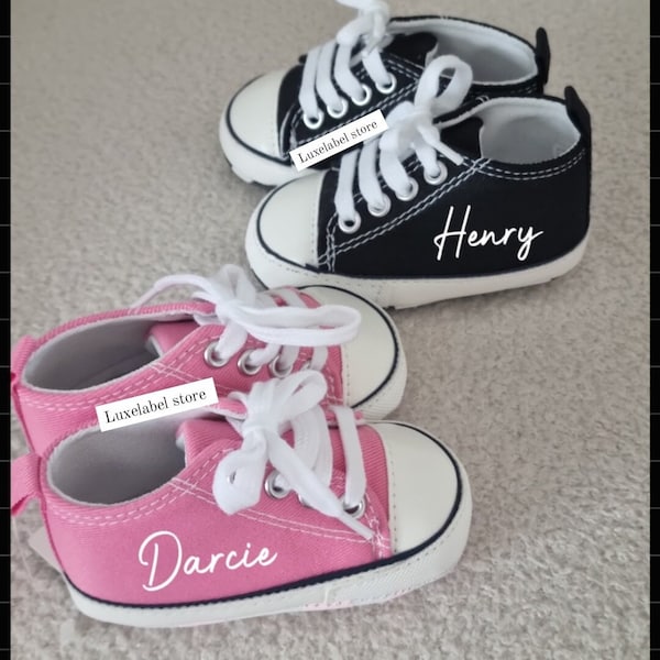 Personalised Toddler shoes - baby shoes - new baby gift - Pre Walker shoes- Baby Gift - Birthday - Newborn - baby shower-baby high tops