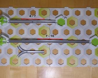 Rieles extensibles compatibles con Gravitrax + riel en Y; impresos en 3D