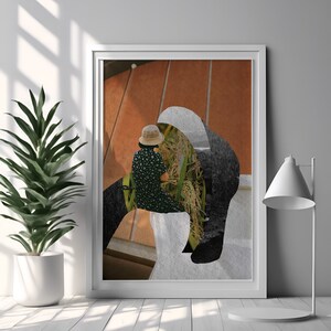 Modern Collage Poster Print &quot;BEHIND the CURTAIN&quot; - Collage Wall Art - Digital Printable Wall Art - Magazine Collage Illustration