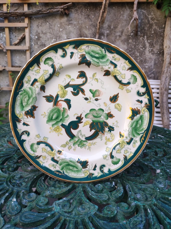 Mason's Chartreuse Pattern Plate, Green Glory, Hand Painted. - Etsy