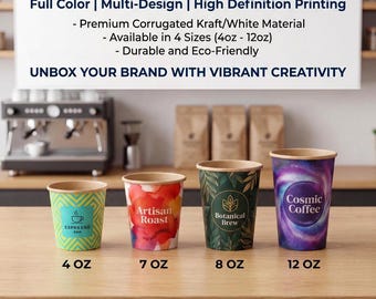 Vasos de café personalizados impresos, vasos de papel al por mayor para empresas, venta al por mayor de bebidas calientes personalizadas