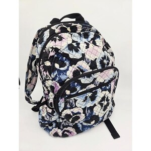 Vera Bradley Backpack Floral Quilted Backpack in Navy, Purple & White Vera Bradley Essential Large Backpack Wild Roses NWT Purple  main image 3