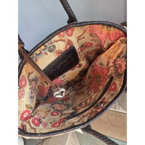 Brighton Woven TriColor Jute Straw Tote Bag Silver Charms Rita Paisley Lining image 7