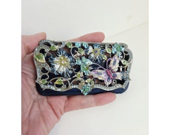 Vintage Ornate Metal Victorian Style Butterfly Business Card Holder Floral
