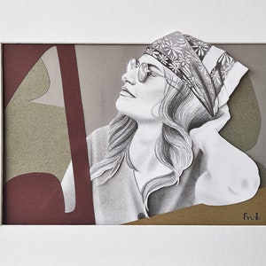 Ritratto in paper design grafite e carboncino