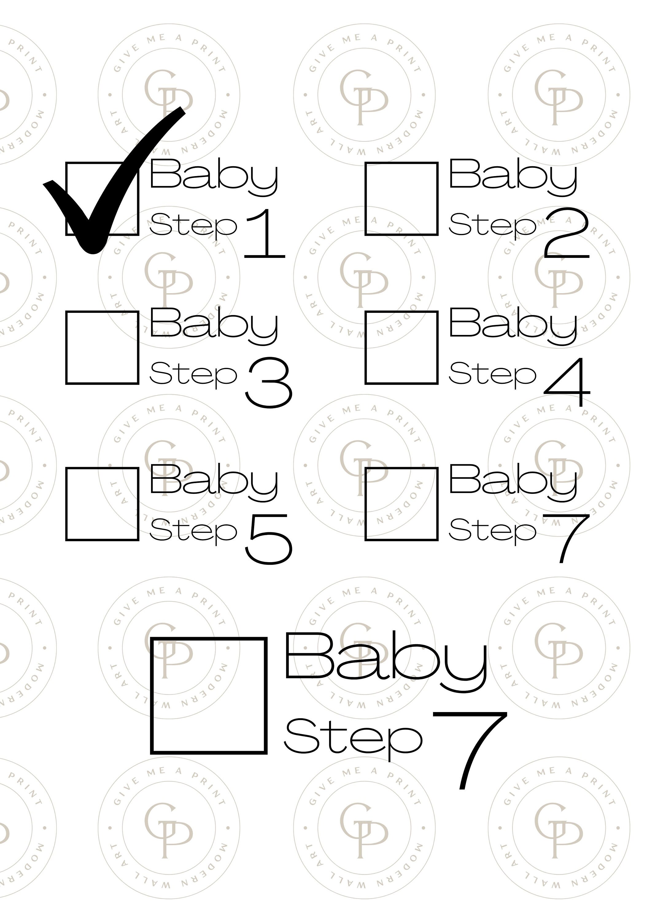 Printable Dave Ramsey Baby Steps Checkoff Wall Art DIGITAL DOWNLOAD
