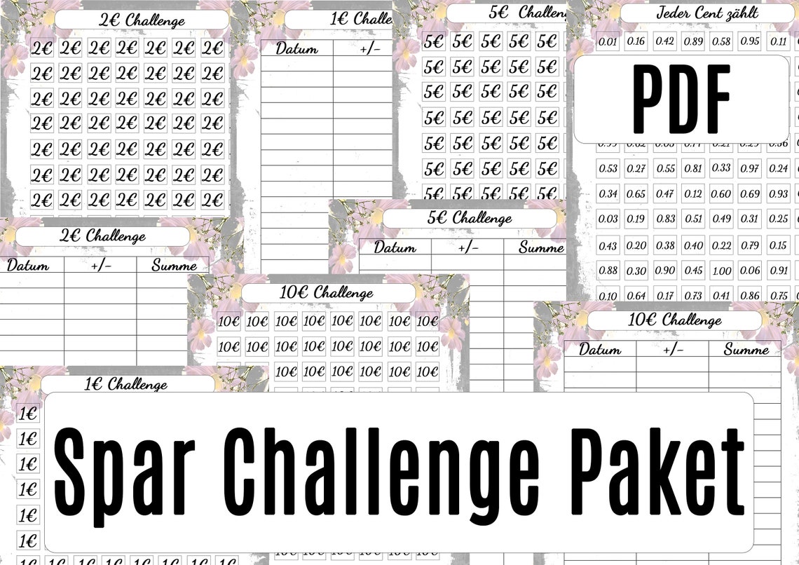 Sparchallenge Vorlagen A6 und Budgethüllen 5 Sparvorlagen - Etsy.de
