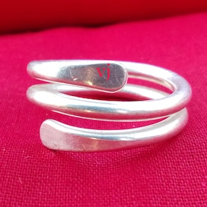 Hammered Sterling Silver Spiral Ring: Adjustable Thumb Ring