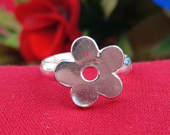 Sterling Silver Flower Ring, Ring ring, Silver and Gold Flower Ring, Dainty and Women Ring,