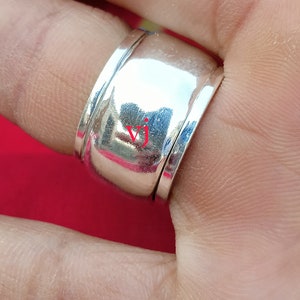 Sterling Silver Spinner Ring: Wide Band Fidget Jewelry