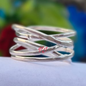 Handmade Wraparound 925 Sterling Silver Plated Ring Thick Silver Wire Ring Statement Ring Silver wide wrap Ring Multi Layer Handmade Jewelry