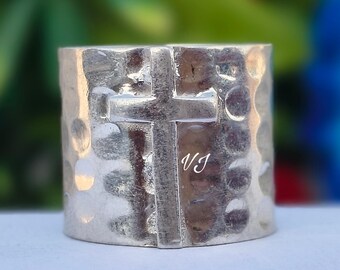 Sterling Silver Cross Ring – Handmade Minimalist Band