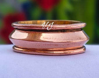 Bague enveloppante 100 % cuivre pur, arthrite, bague en cuivre, bague en cuivre massif, bague en cuivre massif, bague martelée, bijoux en cuivre