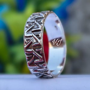 Anello in stile antico, anello nuziale in argento sterling, anello impilabile, anello in argento con motivo floreale, anello in stile vintage