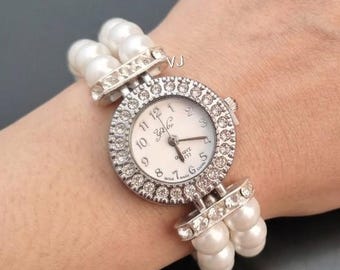 Majorica Pearl Watch: 18k Gold Electroplate Sterling Silver