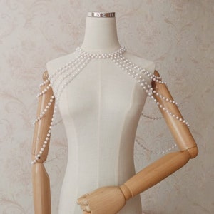 Pearl Body Chain: Bridal Shoulder Necklace, Party Jewelry