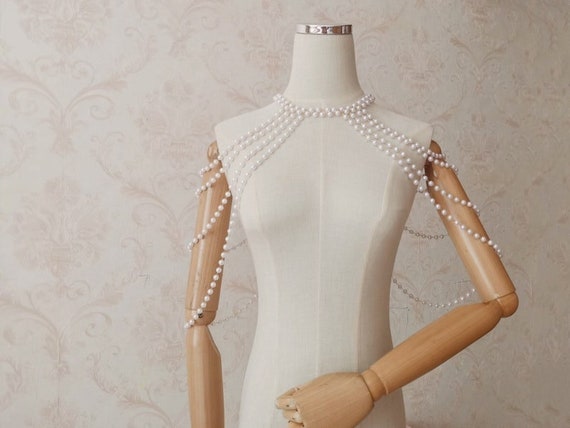 Pearl Body Chain: Bridal Shoulder Necklace, Party Jewelry