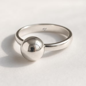Sterling Silver Ball Ring: Modern Minimalist Statement Jewelry